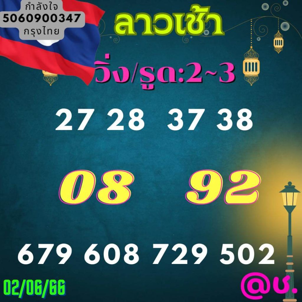 แนวทางหวยลาว 2/6/66 ชุดที่ 16