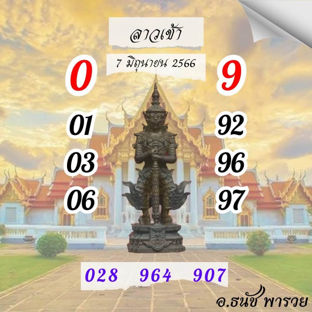 แนวทางหวยลาว 7/6/66 ชุดที่ 6