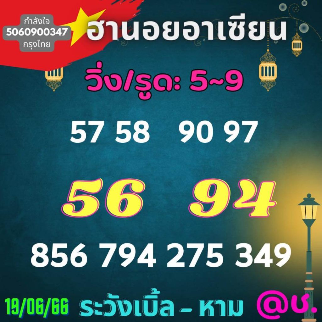 แนวทางหวยฮานอย 19/6/66 ชุดที่ 2