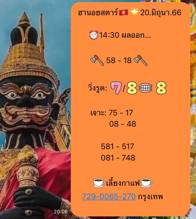 แนวทางหวยฮานอย 20/6/66 ชุดที่ 2