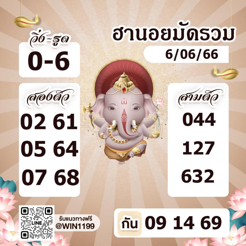 แนวทางหวยฮานอย 6/6/66 ชุดที่ 11