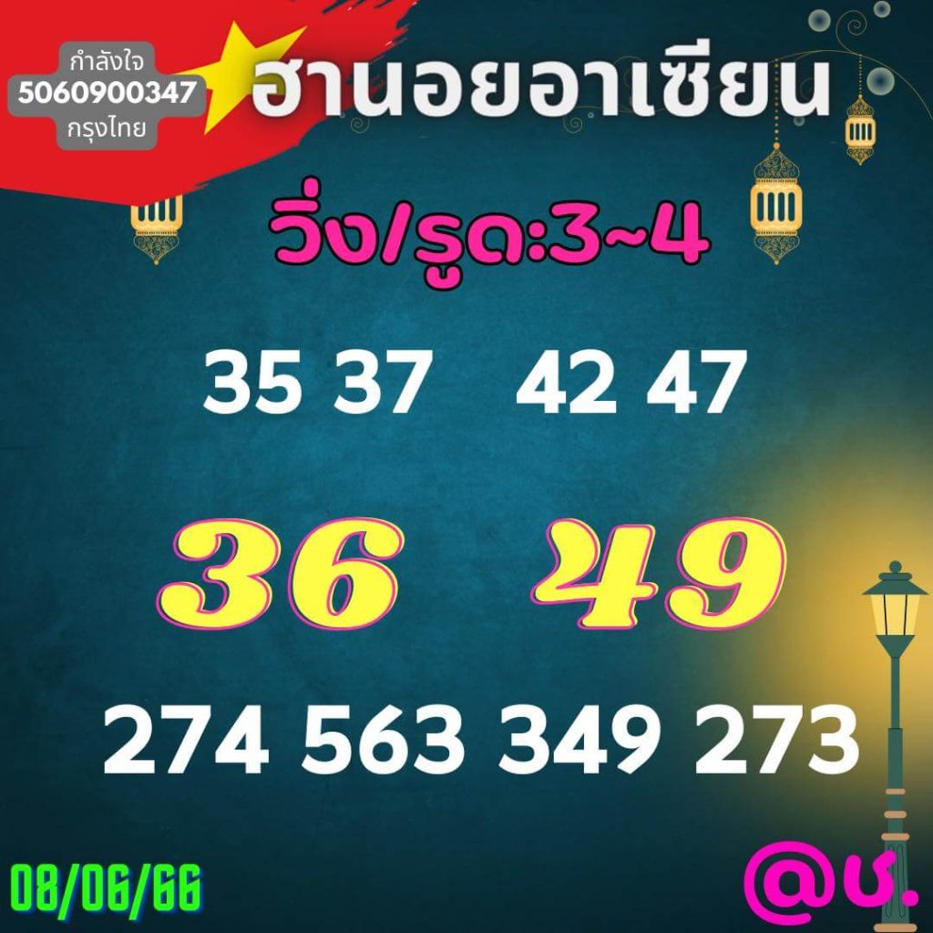 แนวทางหวยฮานอย 8/6/66 ชุดที่ 4