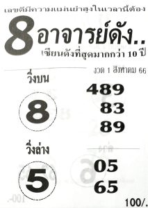 หวย8อาจารย์ดัง 31/7/66