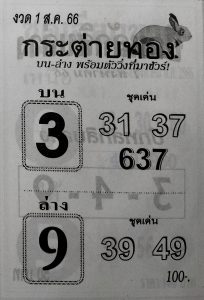 หวยกระต่ายทอง 31/7/66