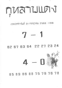 หวยกุหลาบแดง 31/7/66