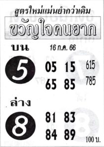 หวยขวัญใจคนยาก 16/7/66