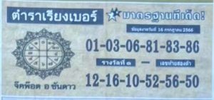 หวยตำราเรียงเบอร์ 16/7/66