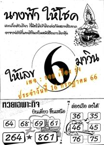 หวยนางฟ้าให้โชค 16/7/66