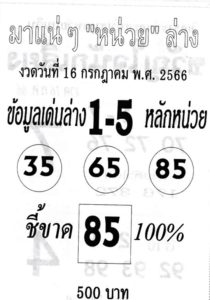 หวยมาแน่ๆหน่วยล่าง 16/7/66