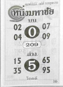 หวยหนึ่งมหาชัย 16/7/66