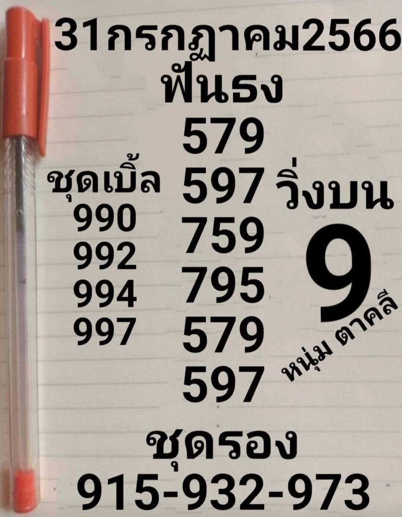 หวยหนุ่มตาคลี 31/7/66