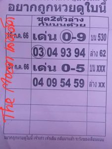 หวยอยากถูกหวยดูใบนี้ 31/7/66