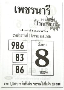 หวยเพชรนารี 31/7/66