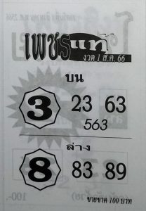 หวยเพชรแท้ 31/7/66