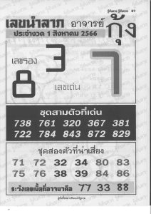 เลขนำลาภอาจารย์กุ้ง 31/7/66