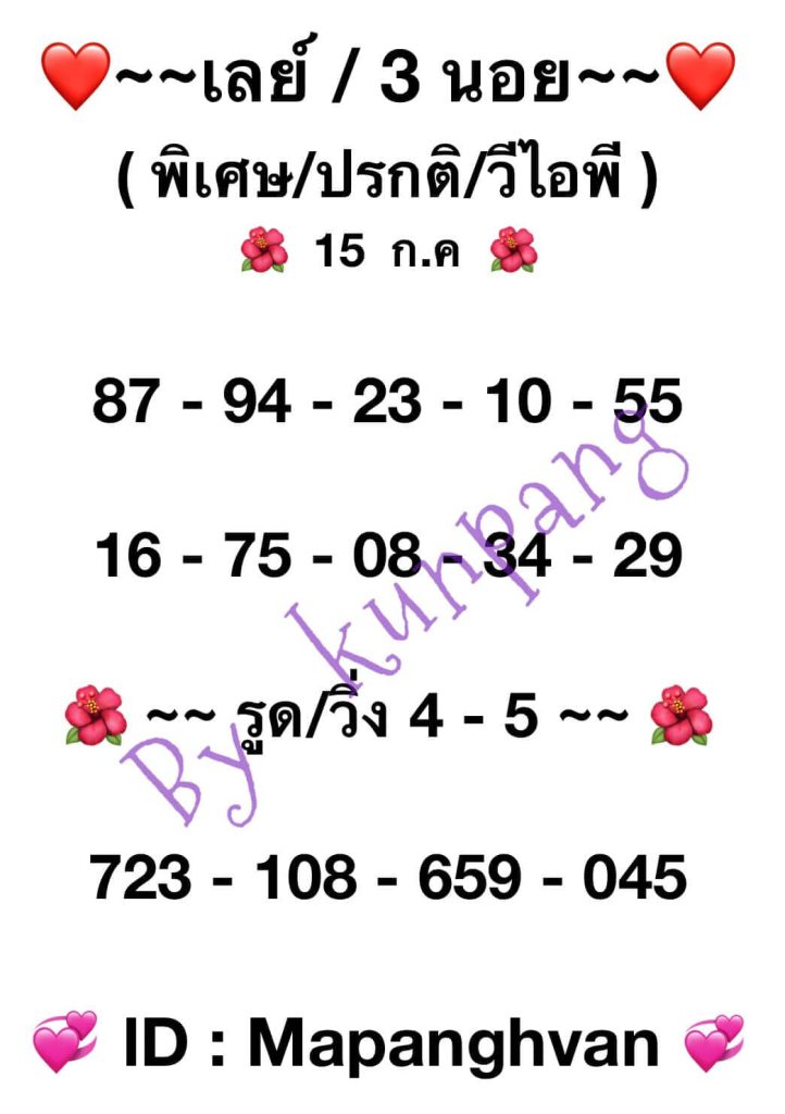 แนวทางหวยมาเลย์ 15/7/66 ชุดที่ 1