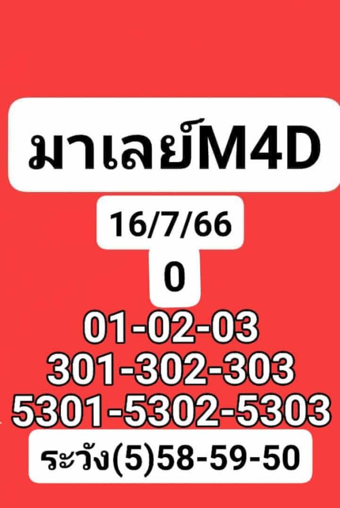 แนวทางหวยมาเลย์ 16/7/66 ชุดที่ 3