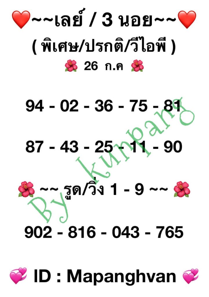 แนวทางหวยมาเลย์ 26/7/66 ชุดที่ 10