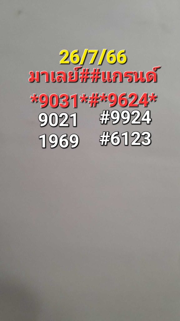 แนวทางหวยมาเลย์ 26/7/66 ชุดที่ 2