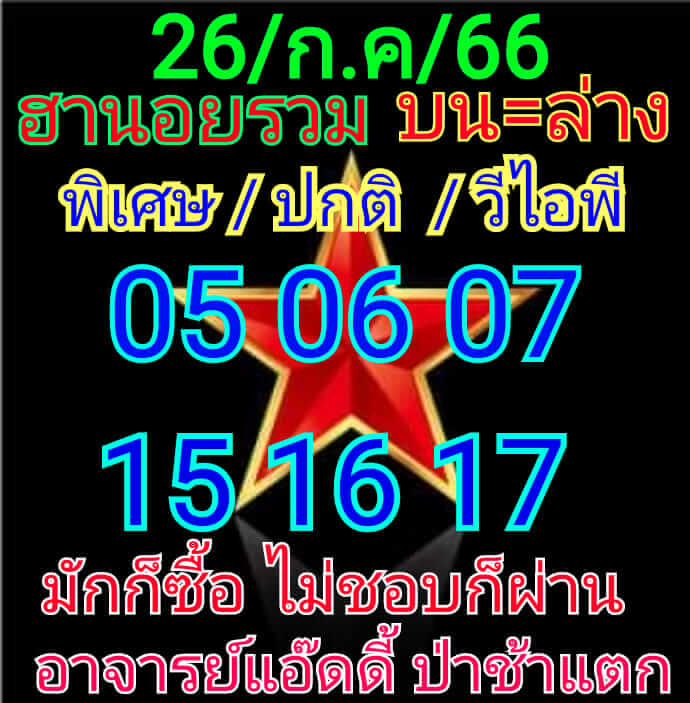 แนวทางหวยฮานอย 26/7/66 ชุดที่ 9