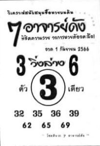 หวย7อาจารย์ดัง 1/9/66