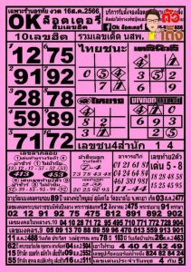หวยOKล็อตเตอรี่ 16/8/66