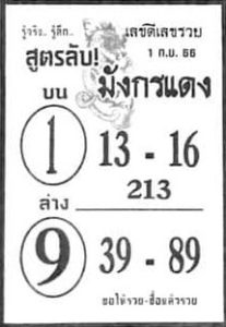 หวยมังกรแดง 1/9/66