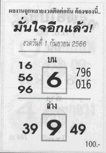 หวยมั่นใจอีกแล้ว 1/9/66