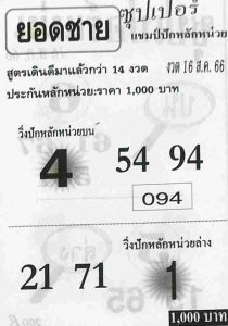 หวยยอดชาย 16/8/66