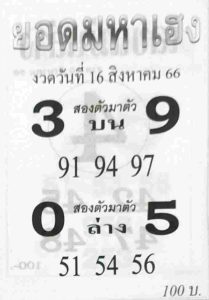 หวยยอดมหาเฮง 16/8/66