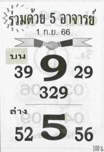 หวยร่วมด้วย5อาจารย์ 1/9/66