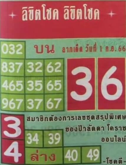 หวยลิขิตโชค 1/9/66