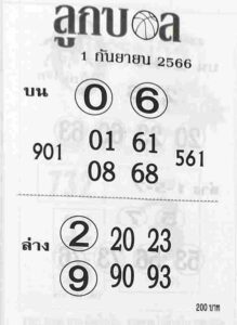 หวยลูกบอล 1/9/66