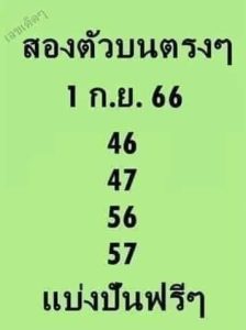 หวยสองตัววบนตรงๆ 1/9/66