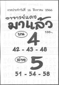 หวยอาจารย์แดงมาแล้ว 16/8/66