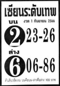 หวยเซียนระดับเทพ 1/9/66