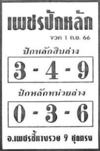 หวยเพชรปักหลัก 1/9/66