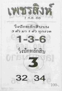 หวยเพชรสิงห์ 1/9/66