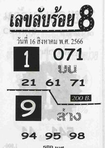 เลขลับร้อย8 16/8/66