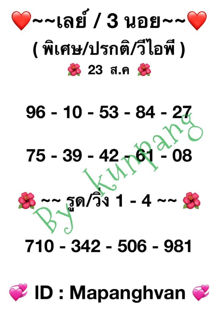 แนวทางหวยมาเลย์ 23/8/66 ชุดที่ 8