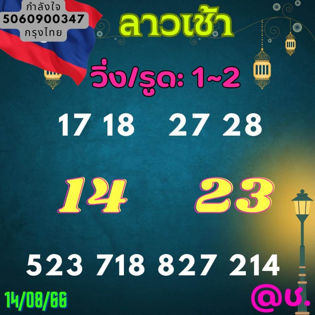 แนวทางหวยลาว 14/8/66 ชุดที่ 4