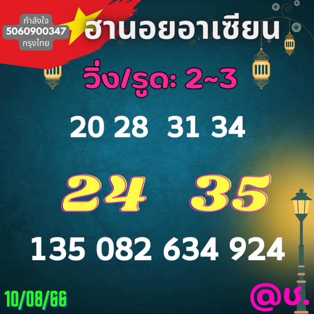 แนวทางหวยฮานอย 10/8/66 ชุดที่ 5