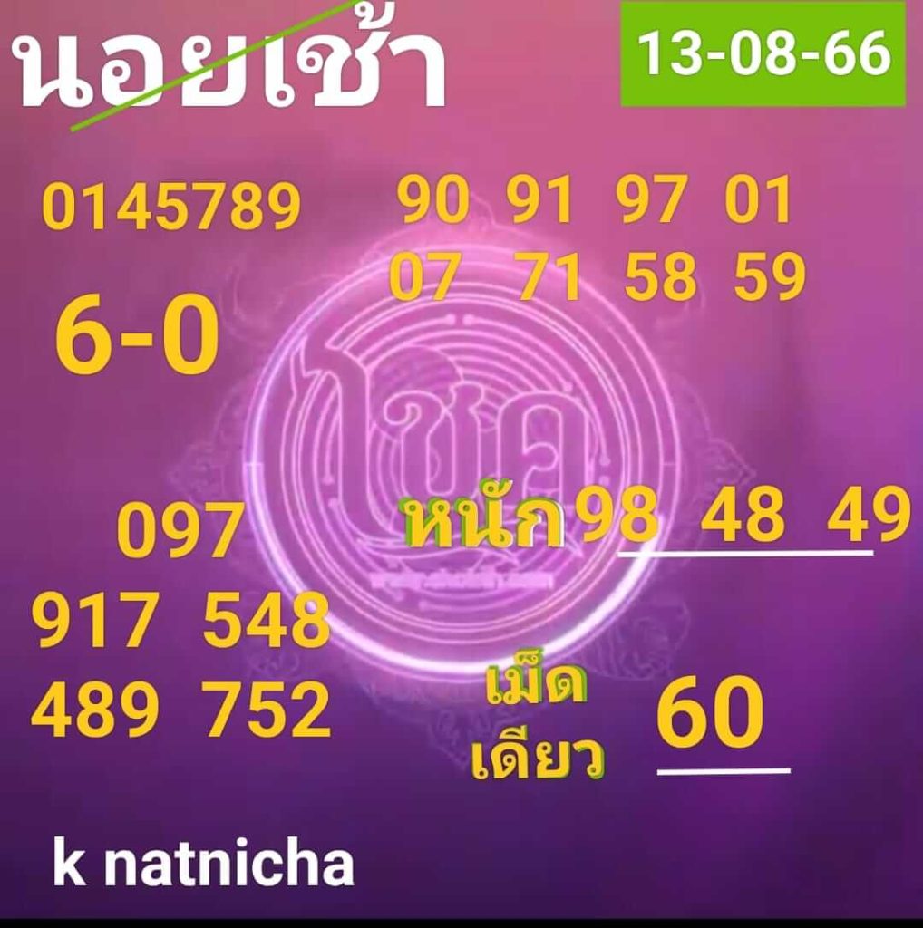 แนวทางหวยฮานอย 13/8/66 ชุดที่ 8