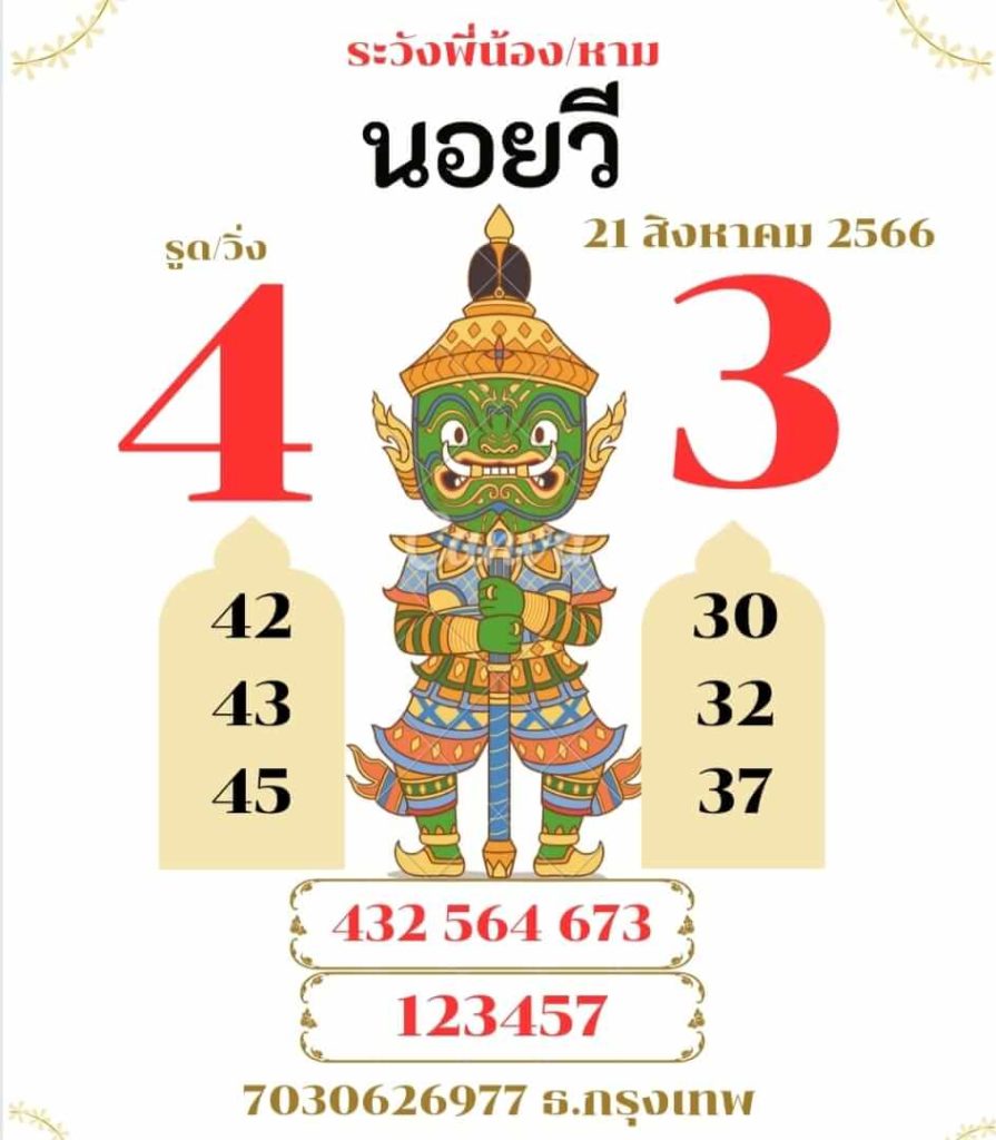 แนวทางหวยฮานอย 21/8/66 ชุดที่ 14