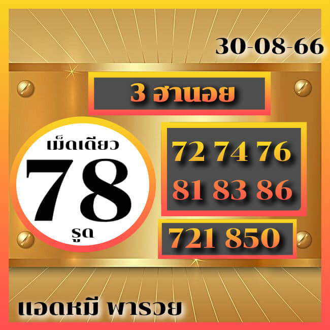 แนวทางหวยฮานอย 30/8/66 ชุดที่ 8