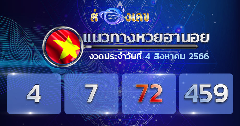 แนวทางหวยฮานอย 4/8/66 ชุดที่ 4