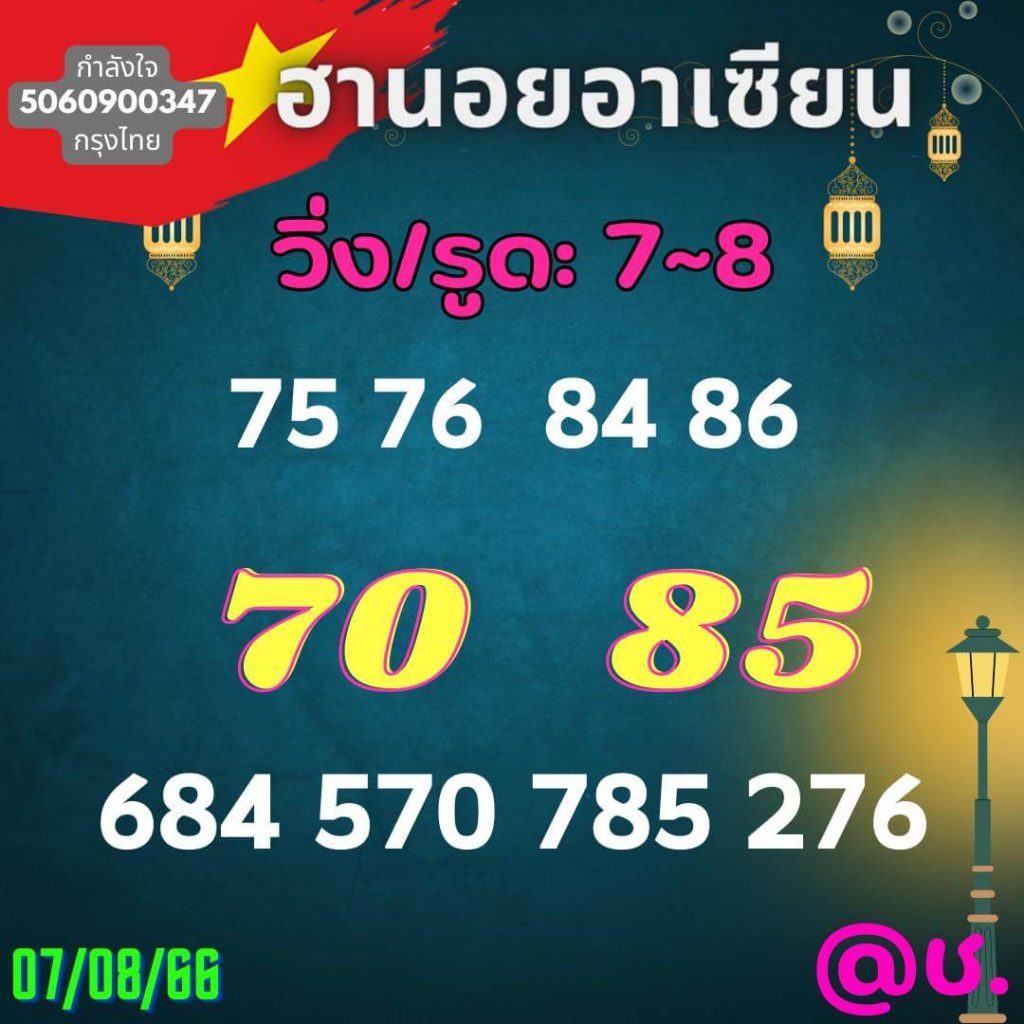 แนวทางหวยฮานอย 7/8/66 ชุดที่ 5