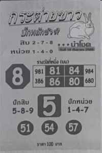 หวยกระต่ายขาว 16/9/66