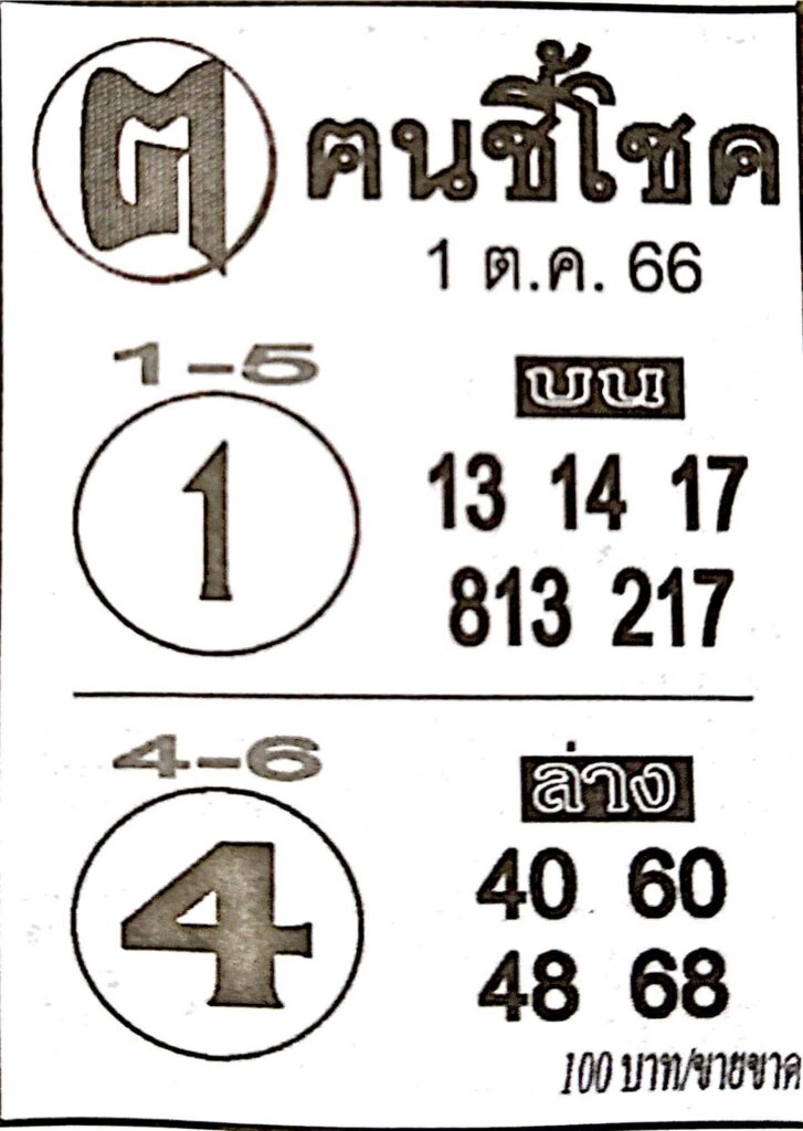 หวยคนชี้โชค 1/10/66