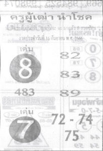 หวยครูผู้เฒ่านำโชค 16/9/66